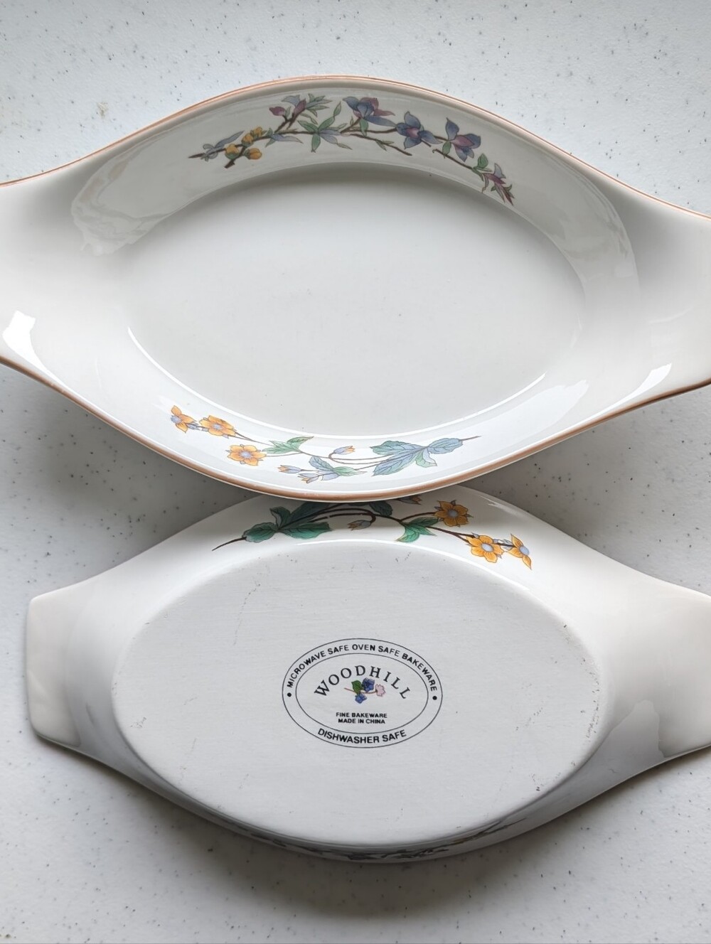 Vintage Citation Woodhill Au Gratin Floral Ceramic Serving Dish 8.5 In Set Of 2